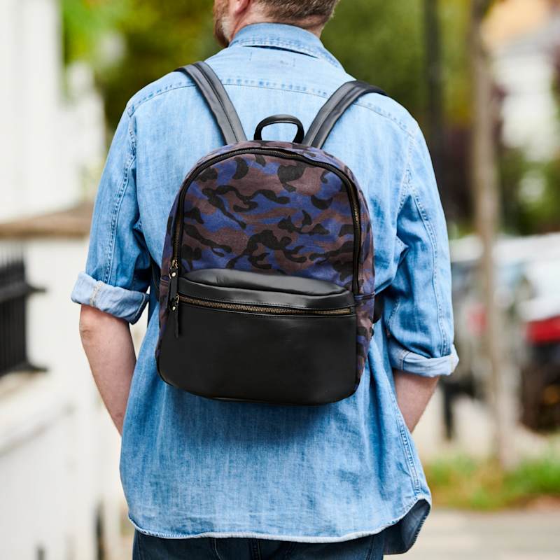 Thumbnail of Camo And Leather Backpack -Blue Camo image