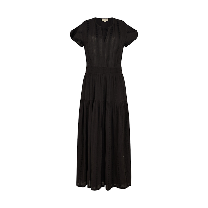 Thumbnail of Candice Flutter Sleeve Jacquard Maxi Dress In Black image