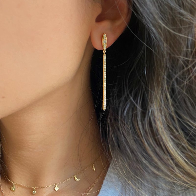 Thumbnail of Candlestick Dangle Earrings With Crystals In Rose Gold image