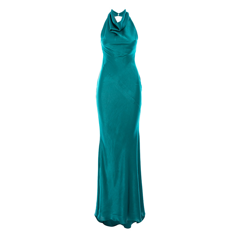 chinese dress ladies Berylove Women Dark Green Bridesmaid Dress with Slit Corset Mermaid Satin Maxi Wedding Guest Dress, Dark Green / US10 main image 0