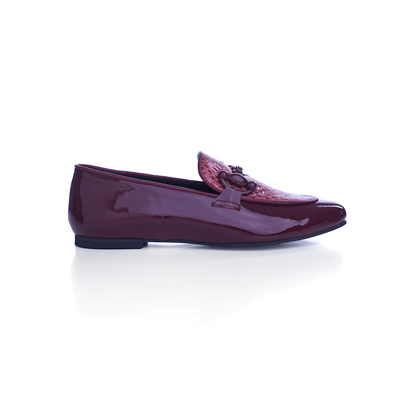 Thumbnail of Caprice Burgundy Patent Leather Loafer Shoes image