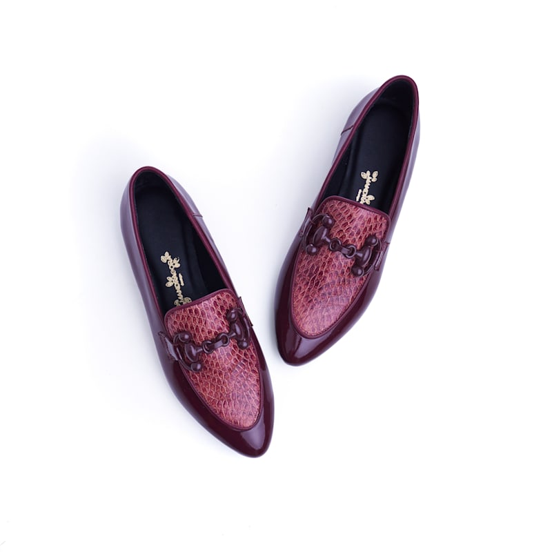 Thumbnail of Caprice Burgundy Patent Leather Loafer Shoes image