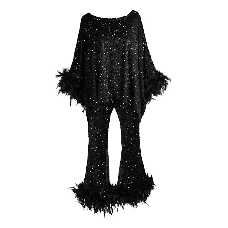 Cara Disco Set In Onyx Sequin by Jennafer Grace