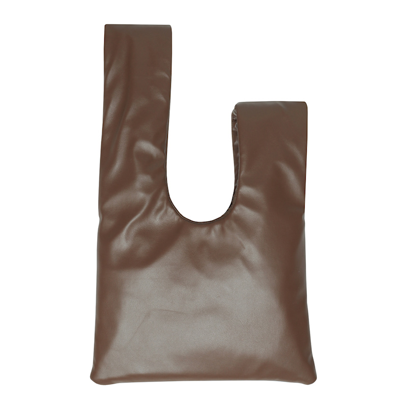 Thumbnail of Caramel Faux Leather Mini Wristlet Pouch Brown image