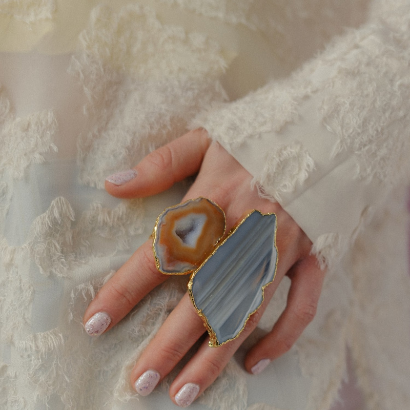 Thumbnail of Caramel Mega Gemstone Gold Statement Ring image