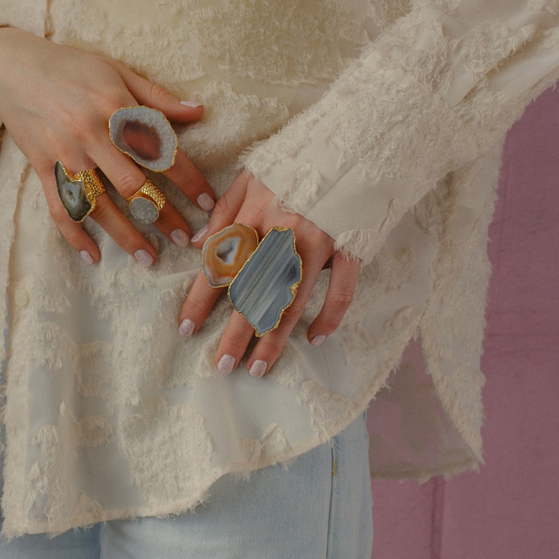 Thumbnail of Caramel Mega Gemstone Gold Statement Ring image