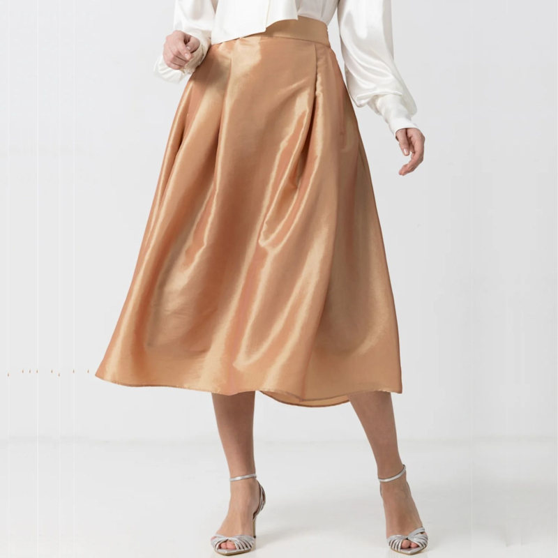 Thumbnail of Caramel Taffeta Midi Skirt image
