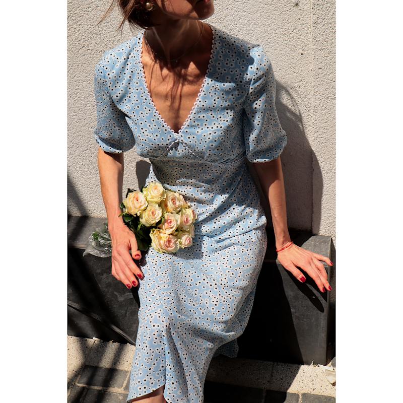 Carla Floral Print A-Line Midi Dress - Blue | 2KStyle | Wolf & Badger