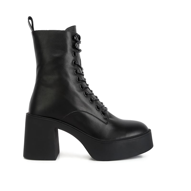 Carmac High Ankle Platform Boots In Black Rag Wolf Badger