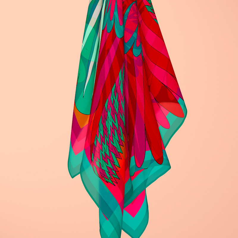 Thumbnail of Carnaval - Emerald - The Scarf In Silk And Cotton / Design In France - Made In Italy image