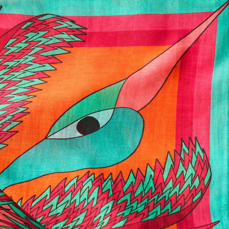 Thumbnail of Carnaval - Emerald - The Scarf In Silk And Cotton / Design In France - Made In Italy image