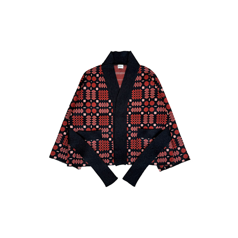 Thumbnail of Carthen Merino Wrap Cardigan - Soot / Petals image