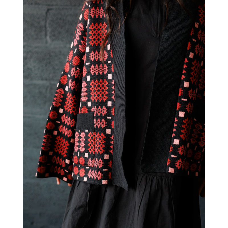 Thumbnail of Carthen Merino Wrap Cardigan - Soot / Petals image
