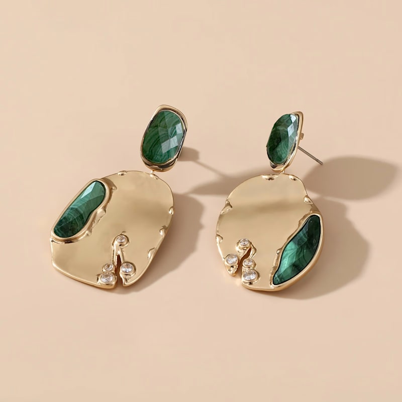 Thumbnail of Cascade Natural Malachite Gemstone Earring image