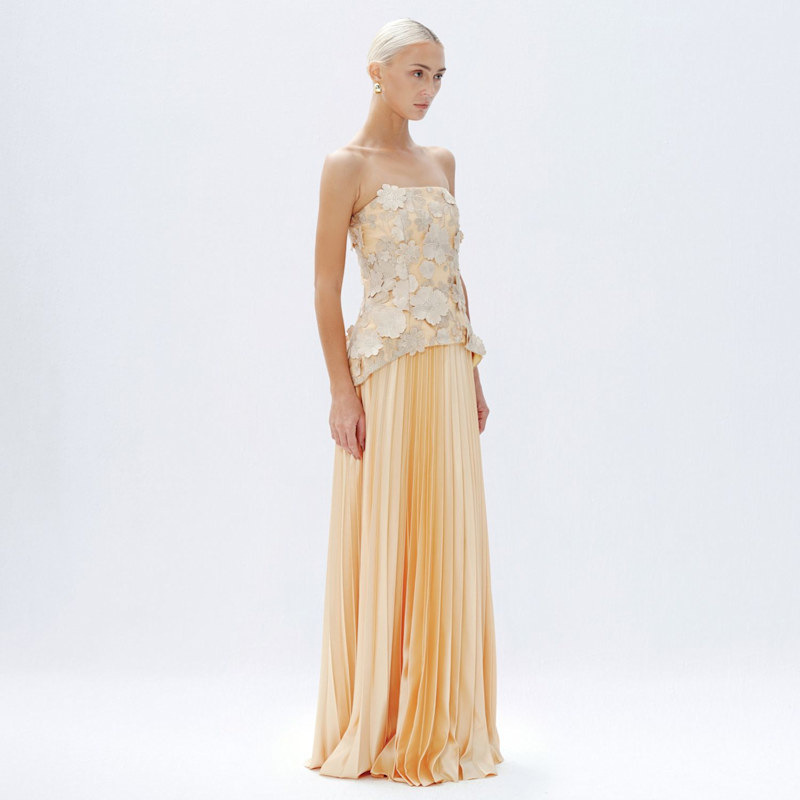 Thumbnail of Cascade Pleated Gown In Gold image