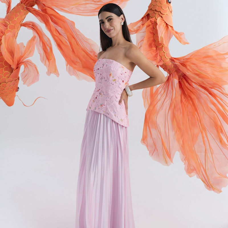 Thumbnail of Cascade Pleated Gown In Pink image
