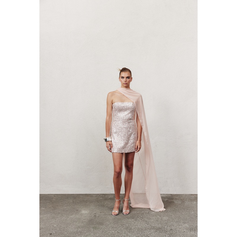 powder pink mini dress Marigold Ruffle Halter Mini Dress / Powder Pink | MESHKI