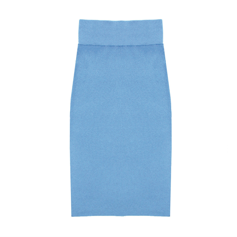 Thumbnail of Cashmere Midi Knit Skirt - Sky Blue image