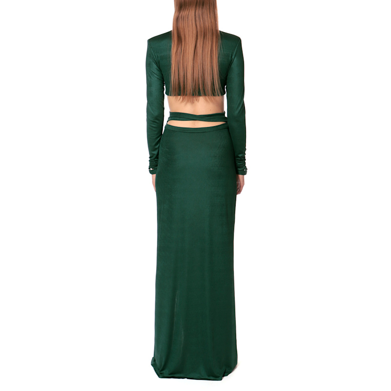 Aggi by Halewski Cassandra Deep Crop Top Maxi Dress - Green