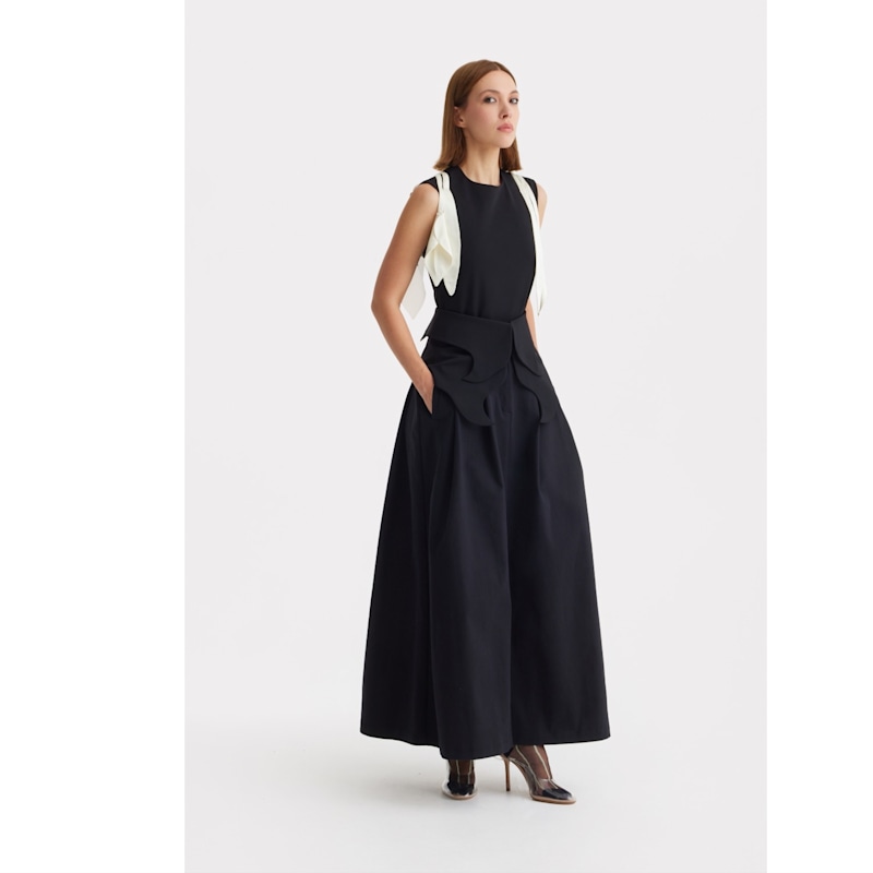 Thumbnail of Casual A-Line Maxi High Waist Skirt Black image