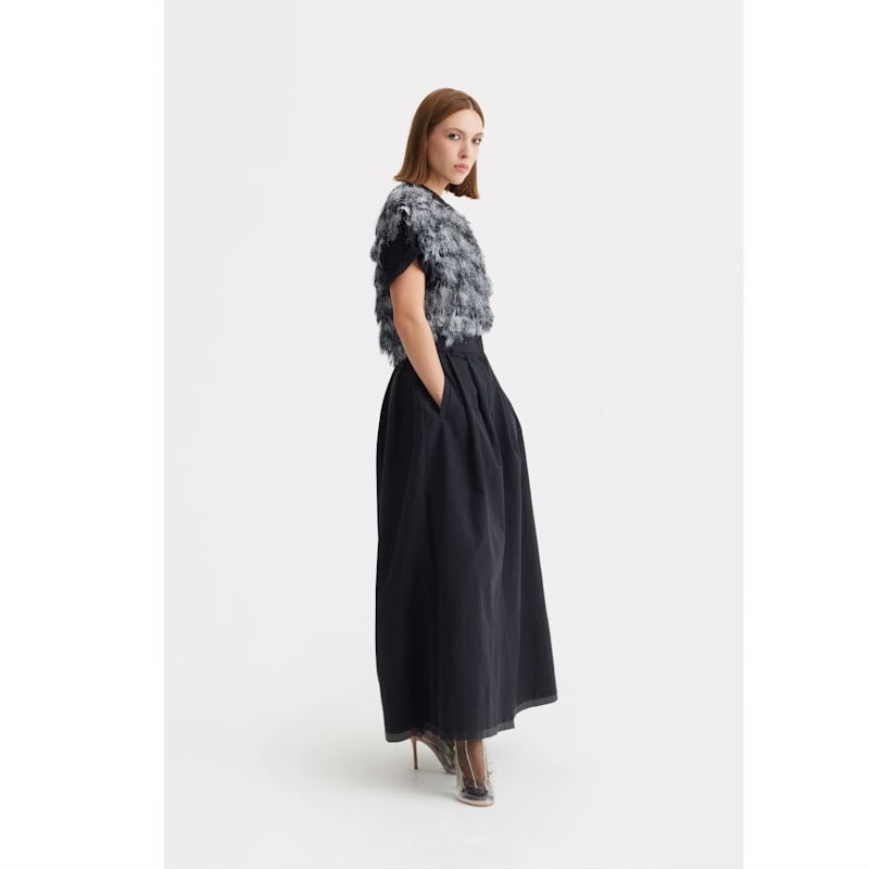 Thumbnail of Casual A-Line Maxi High Waist Skirt Black image