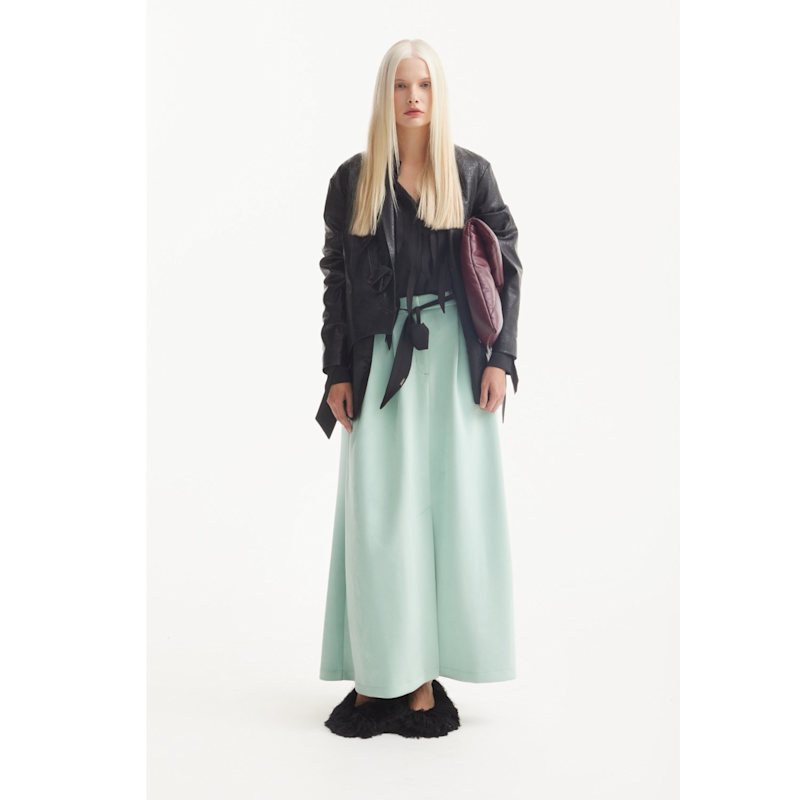 Thumbnail of Casual Chic Front Slit Suede Skirt - Mint image