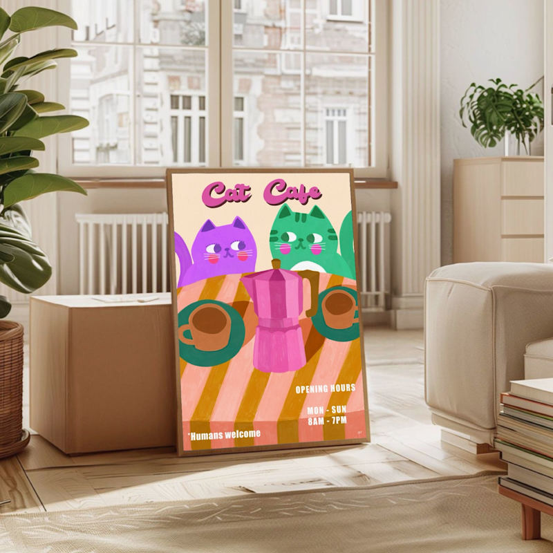 Thumbnail of Cat Café - Art Print - Large image
