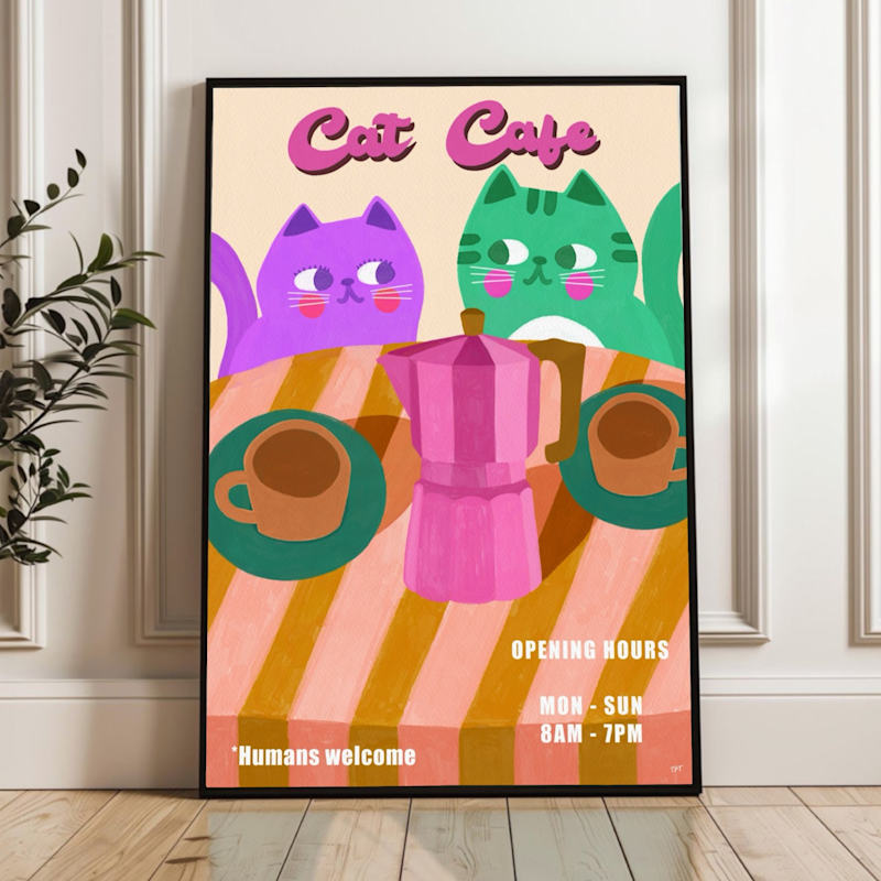 Thumbnail of Cat Café - Art Print - Large image