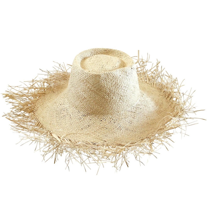 Catalina Frayed Straw Hat Wolf Badger