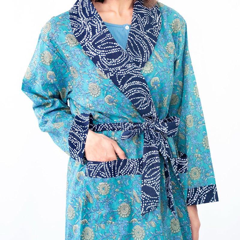 Thumbnail of Indian Cotton Waterlily Print Robe image