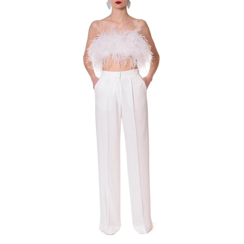 Thumbnail of Jessie Bright White Satin Wide Pants image