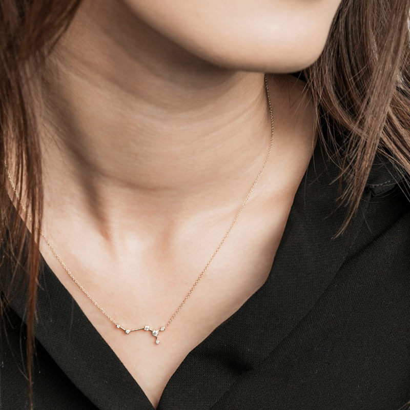 Thumbnail of Scorpio Zodiac Constellation Necklace 18K White Gold & Diamond image