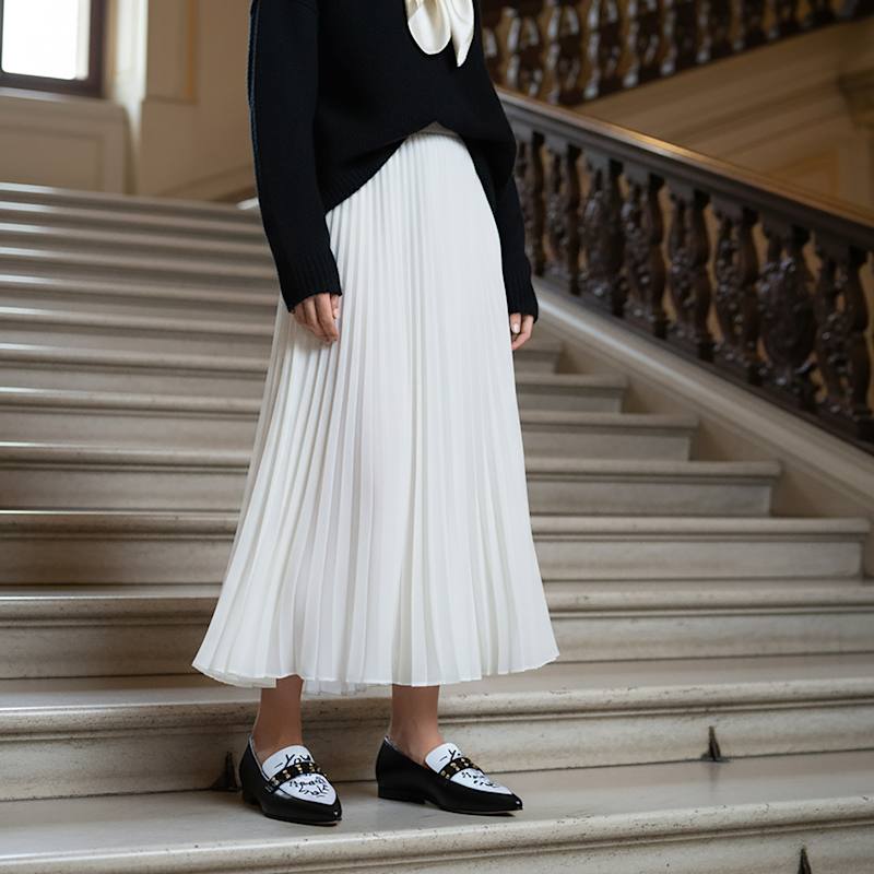 Thumbnail of Cecily Black & White Leather Loafer Comfortable Work & Evening Wear image