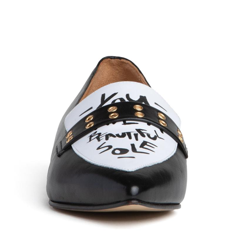 Thumbnail of Cecily Black & White Leather Loafer Comfortable Work & Evening Wear image