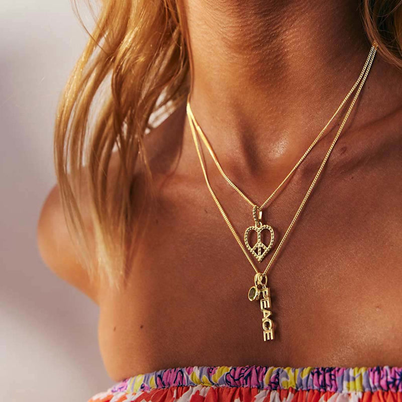 Thumbnail of Peace Heart Gold Pendant Necklace image