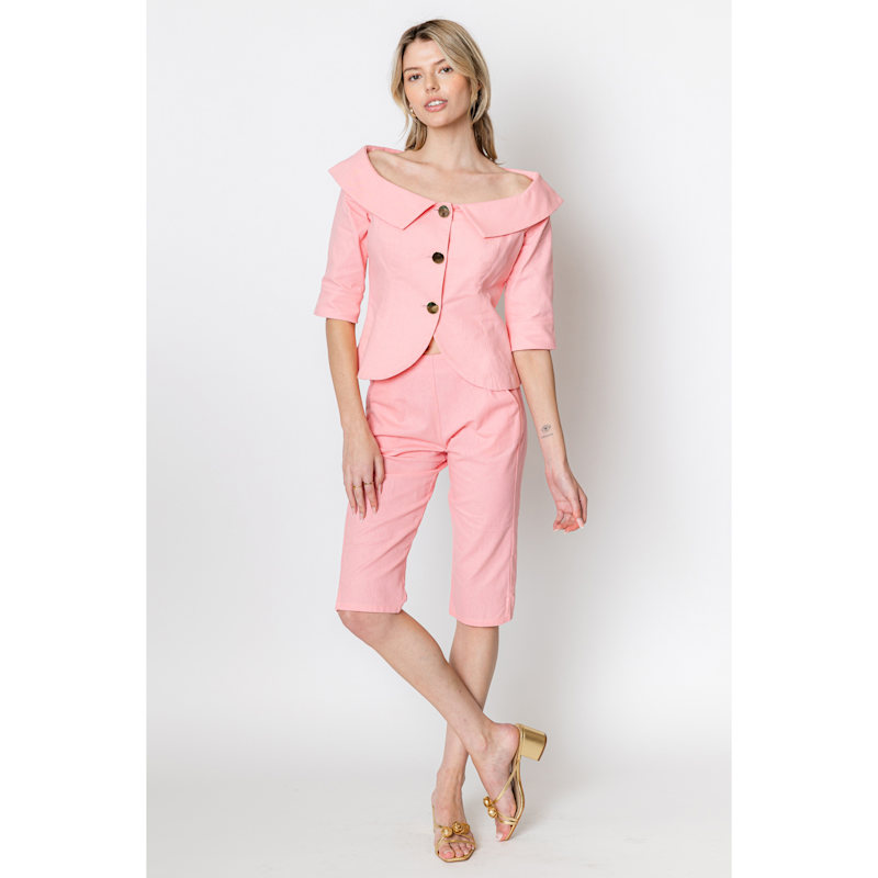 Thumbnail of Celeste Linen Cotton Blazer Pink image