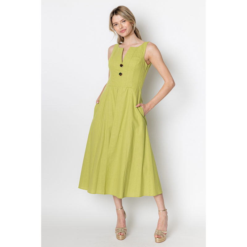 Thumbnail of Celeste Linen Cotton Midi Mini Dress Green image