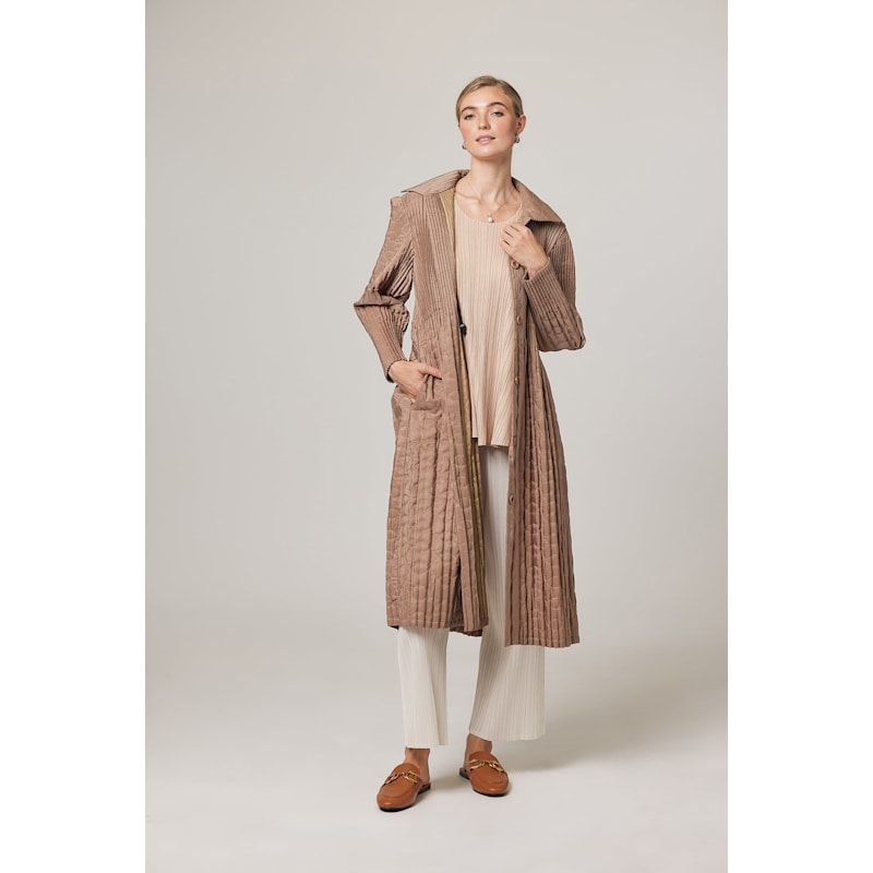 Thumbnail of Celeste Petals Plissé Quilted Jacket - Tan image