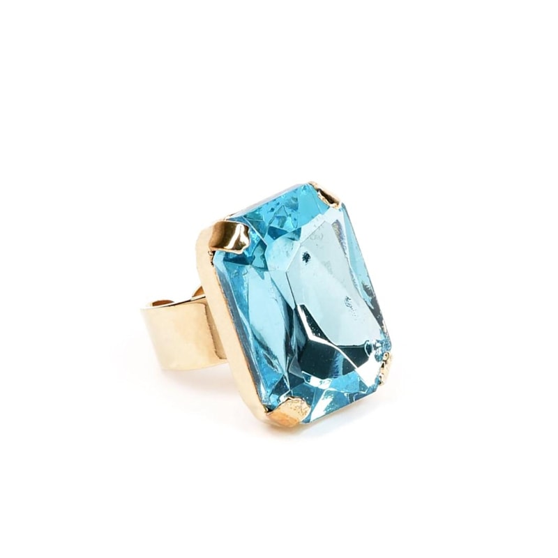 Thumbnail of Celeste Ring Gold Plated With Light Blue Crystal image