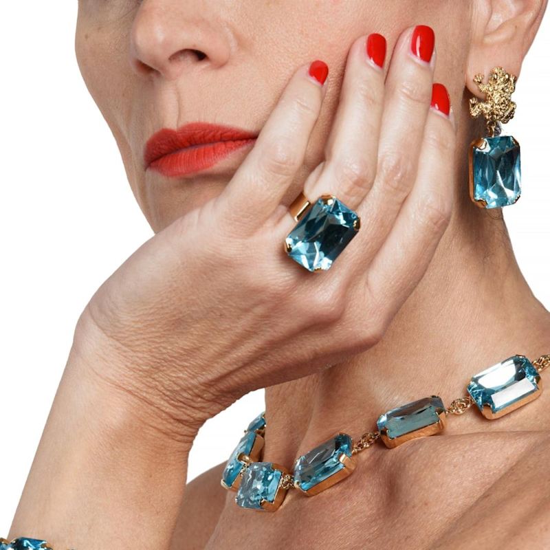 Thumbnail of Celeste Ring Gold Plated With Light Blue Crystal image