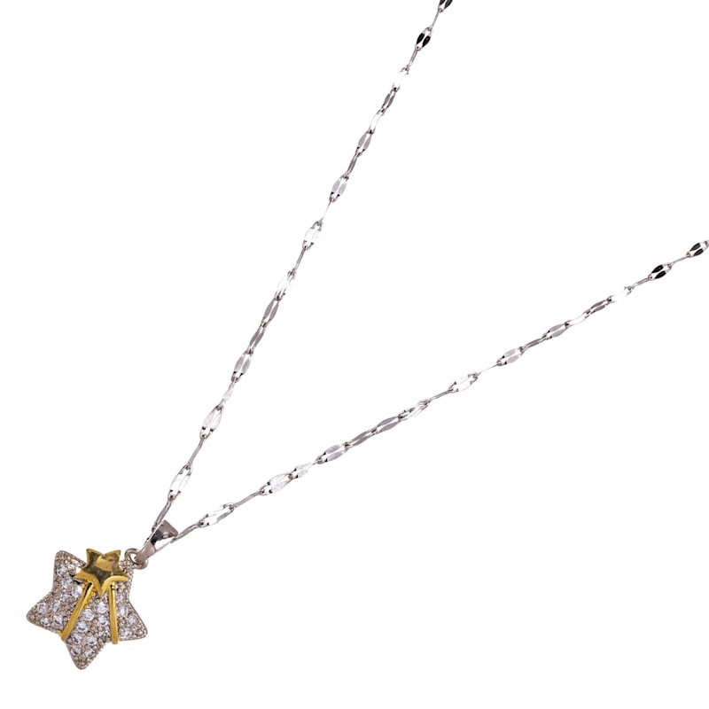 Thumbnail of Shine Your Light Sparkly Star Silver Necklace - Silver image