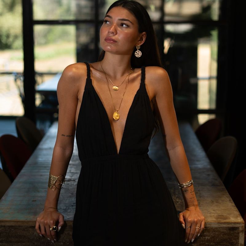 Celestial Harmony Black Onyx Gold Earrings