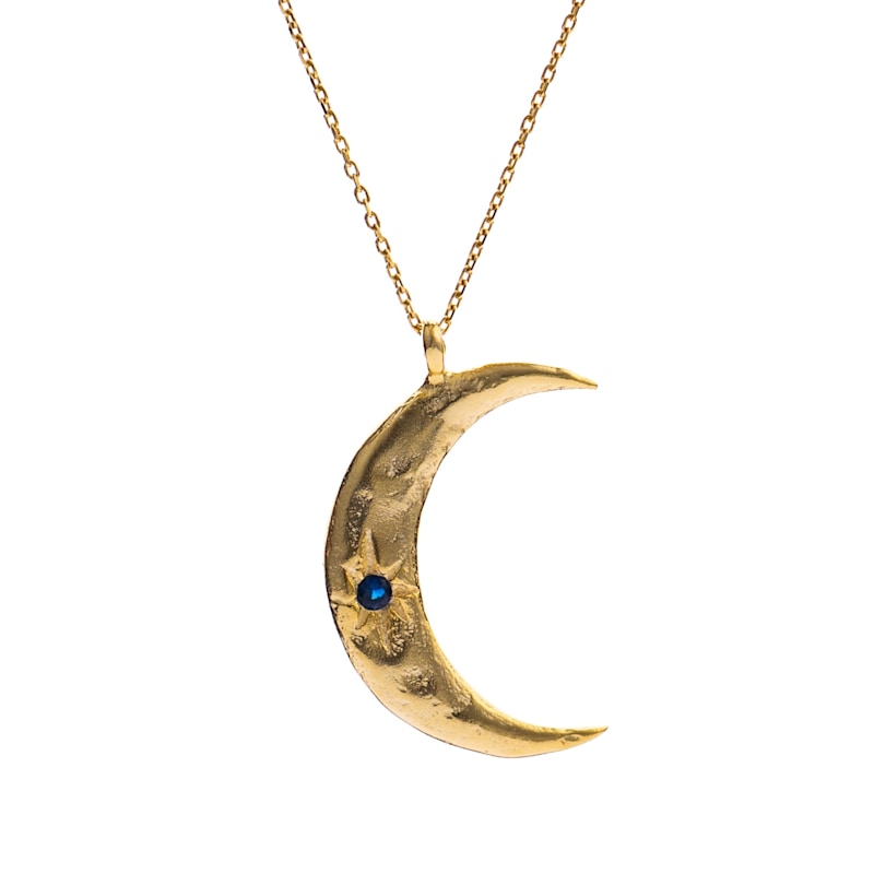 Thumbnail of Celestial Moon & Sun Sapphire Gold Necklace - Gold image