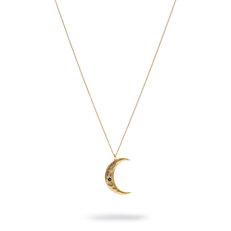 Thumbnail of Celestial Moon & Sun Sapphire Gold Necklace - Gold image