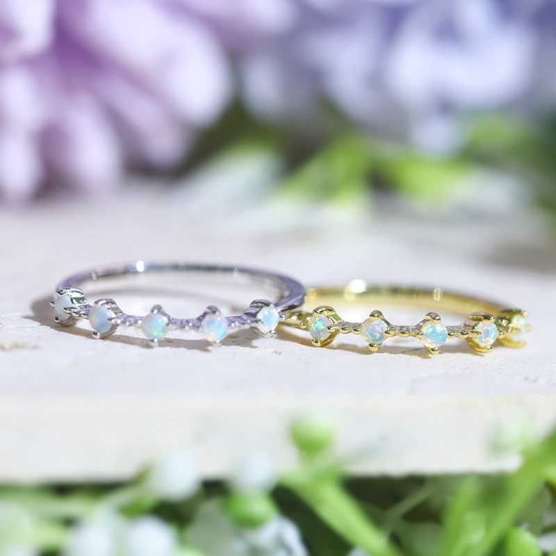 Thumbnail of Celestial Opal Ring White Gold Vermeil image