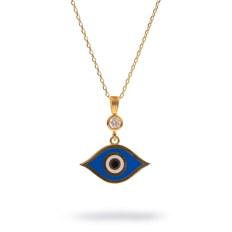 Thumbnail of Celestial Protection Deep Blue Evil Eye Gold Necklace - Blue image