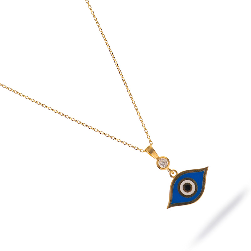 Thumbnail of Celestial Protection Deep Blue Evil Eye Gold Necklace - Blue image