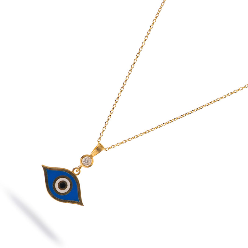 Thumbnail of Celestial Protection Deep Blue Evil Eye Gold Necklace - Blue image