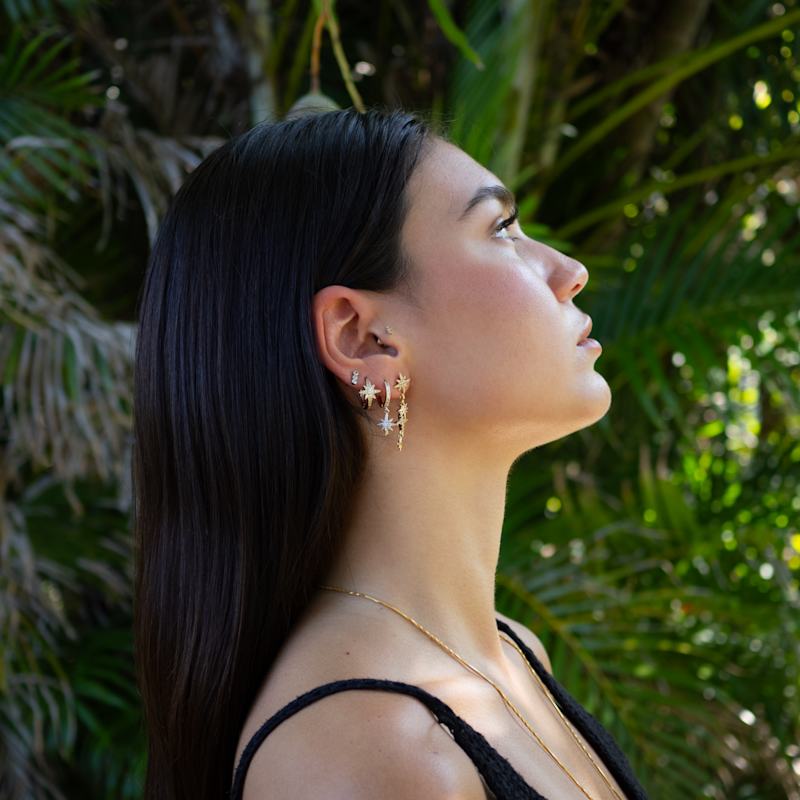 Thumbnail of Celestial Trinity Gold & Diamond Earring Set - Gold image