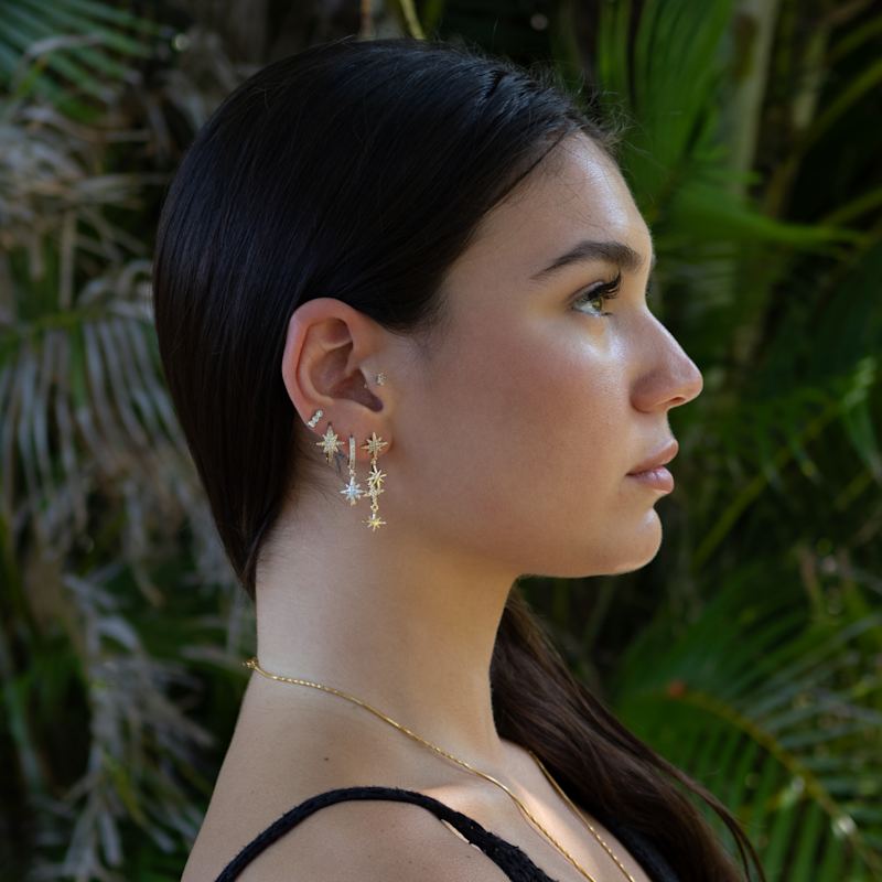 Thumbnail of Celestial Trinity Gold & Diamond Earring Set - Gold image